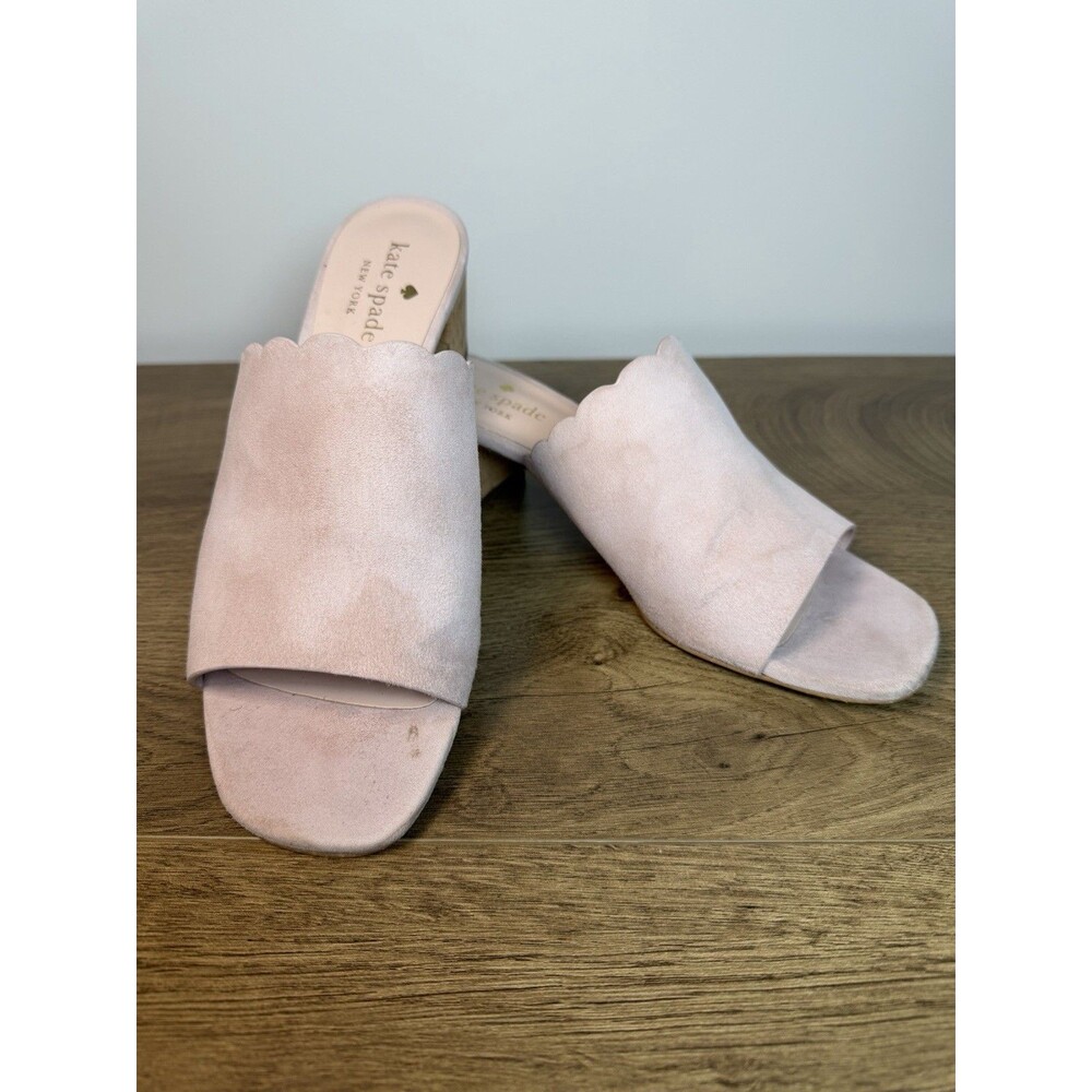 Kate Spade New York Blythe Scallop Leather Mule Sandals Light Pink Women’s 7.5